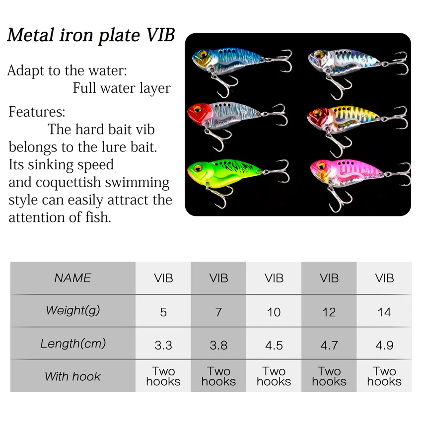 Sporting 1Pcs Metal VIB A Bait Spinner Spoon Fishing Lures 5g 7g 10g 12g... - £23.55 GBP