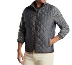 Peter Millar Crown Essex Quilted Travel Vest Grey Full Zip Lined Mens La... - $71.25