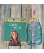 The Pioneer Woman ~ Sunny Days ~ 16 oz Mason Jar Glass ~ Lid &amp; Straw ~ Teal - £17.60 GBP