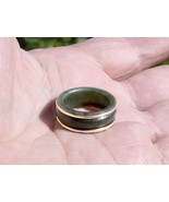 ESTATE 18K YELLOW GOLD NATURAL JADE BAND RING SIZE 6.5 WOMEN VINTAGE - $7,236.82 MXN