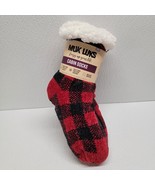 New Muk Luks Cabin Slipper Socks Black &amp; Red S/M (5-7) 2 Pack Non Skid A... - $21.83 CAD
