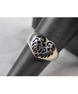 Womens Vintage Estate Sterling Silver Modernist Heart Ring 2.8g E3323 - $34.65