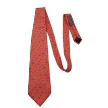 Leonard Red Bird Printed 100% Silk Mens Necktie Pointed Standard Size - £27.24 GBP