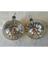 Mercury Glass Indent 2.5&quot; Christmas Ornaments Lot Of 2 - $16.78