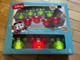 Disney Christmas Mickey Mouse Projection Green &amp; Red Singing String Lights - £42.79 GBP