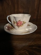 Shelley Bone China Begonia Flat Dainty Shape Cup And Saucer Excellent - £23.72 GBP