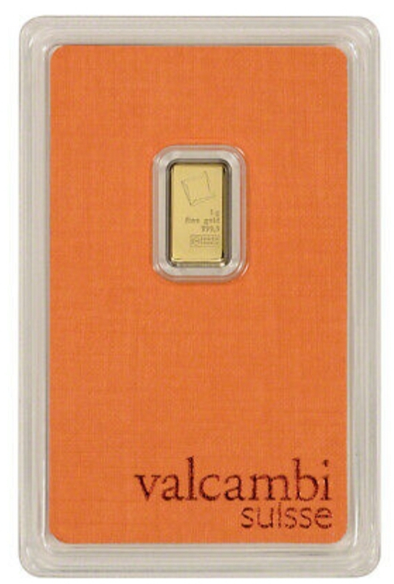 Primary image for Valcambi Suisse 1 Gram Gold Bar 999.9 Of Fine Gold