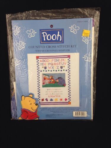 Primary image for Counted Cross Stitch Kit Pooh Friends Too Much Honey Sampler Leisure Arts 34004