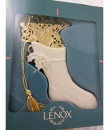 NWOT Lenox Ivory Porcelain and Gold Metal Stocking Ornament 4&quot; - £12.56 GBP