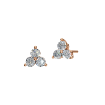 14k Diamond Trio Stud Earrings, Solid Gold Stud, Stud Earrings, Diamond Earrings - £838.54 GBP+