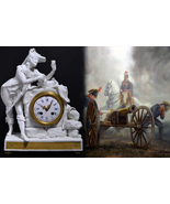 Figural Bisque Porcelain w Gilt Bronze Clock Napoleonic Officer 19th cen... - £1,292.17 GBP