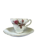 Tuscan Demitasse Tea Cup &amp; Saucer Set Pink Rose Pattern Bone China - £8.48 GBP