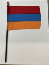 New Armenia Mini Desk Flag - Black Wood Stick Gold Top 4” X 6” - £3.99 GBP