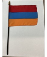 New Armenia Mini Desk Flag - Black Wood Stick Gold Top 4” X 6” - £3.93 GBP