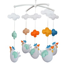 White Chicken Colorful Clouds Handmade Baby Musical Crib Mobile Boys Girls Nurse - £72.67 GBP
