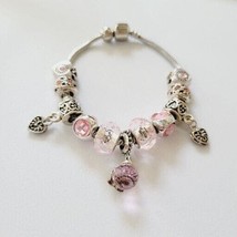 Flower Charm Bracelets &amp; Bangles For Women Bracelets Charm Friendship Pink - £9.56 GBP