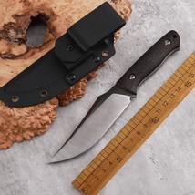 D2 Steel Linen Handle Fixed Knife High Hardness Durable Outdoor hunting Sheath - £60.06 GBP