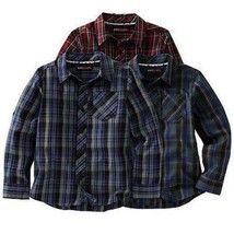 Boys Shirt Tony Hawk Gray Blue Plaid Button Up Long Sleeve Woven Sport-s... - $13.86
