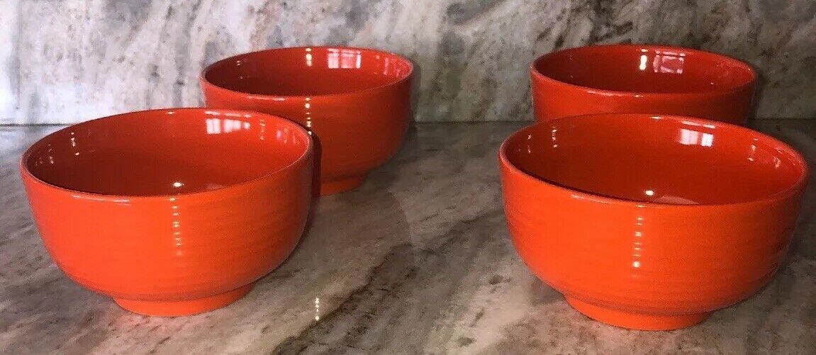 Primary image for Set Of 4 ROYAL NORFOLK Pumpkin Orange CEREAL/SERVING Ribbed BOWL-RARE-BRAND NEW