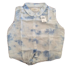 New Abercrombie &amp; Fitch Women Tie Dye Light Blue Bow Tie Cotton Crop Top Shirt L - £19.45 GBP