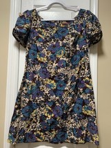 Betsey Johnson Floral Dress 70% Cotton Puff Sleeve Womens Dress Sz 8 Zip... - £22.32 GBP