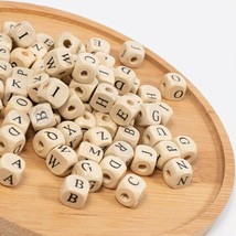50 Letter Beads Alphabet Beads Wood Assorted Lot BULK Wholesale 10mm Cube - £4.00 GBP