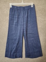 J Jill Linen Stretch Cropped Pants Womens XS Petite Chambray Striped Wide Leg - £27.14 GBP