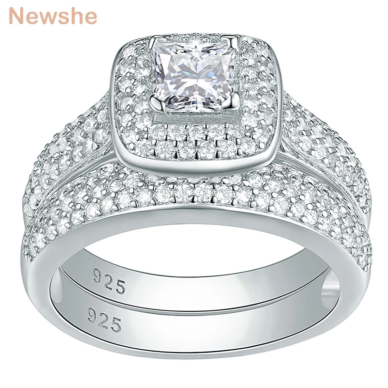 2 Pcs Classic Wedding Rings For Women 925 Sterling Silver Jewelry Engagement Rin - £52.86 GBP