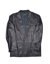 Vintage Vera Pelle Leather Coat Mens 50 L Navy Soft Jacket Blazer Car Style - £37.16 GBP
