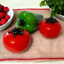 Hand Blown Art Glass Tomato Pepper Murano Style Fruit Vegetable Paperweight Red - £20.03 GBP