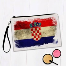 Croatia : Gift Makeup Bag Distressed Flag Vintage Croatian Expat Country - £9.38 GBP