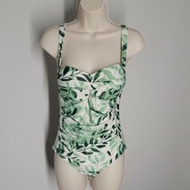 Niptuck One-Piece Slimming Ruched Swimsuit ~ Sz 6 ~ Green &amp; White - £39.56 GBP