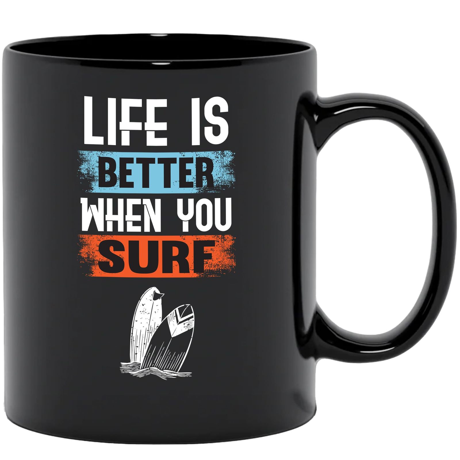 Make Your Mark Design Life Is Better When You Surf. Cool, Black 11oz Cer... - $21.77+