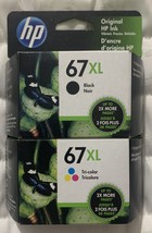 HP 67XL Black &amp; Tricolor Ink Set 3YP31BN 3YM57AN 3YM58AN Exp 10/2024+ Re... - $49.98
