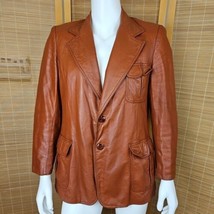 70s Nino Cerruti Leather Jacket Coat Mens 46R Sports Coat 70s Red Blazer... - £115.87 GBP