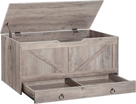 Hoobro Storage Chest, 39.9&quot; Storage Trunk With Drawer, Wooden, Sand Bg71... - $129.97