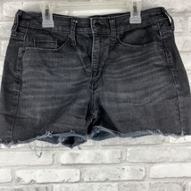 Universal Thread Hi-Rise Midi Di Tiro Alto Cut Off Jeans Shorts Size 4 Black - £12.74 GBP