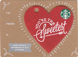 Starbucks 2017 You&#39;re The Sweetest Mini Heart Collectible Gift Card New No Value - £2.33 GBP