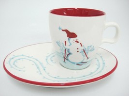 Starbucks 2007 Christmas Holiday Snack Set Cup w Saucer Plate Snowman Penguin - £7.38 GBP