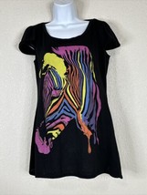 Suzie In The City Womens Size M Colorful Zebra Graphic Tunic Top Short Sleeve - £6.23 GBP