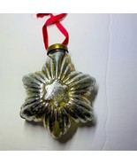 Christmas Ornament Silver Glass Star With Red Ribbon - £8.60 GBP