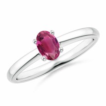 ANGARA Classic Solitaire Oval Pink Tourmaline Promise Ring for Women in 14K Gold - £509.97 GBP