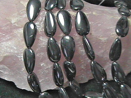 10mm x18mm Hematite Puffy Flat Teardrop Beads (20+/- per strand) - £3.15 GBP