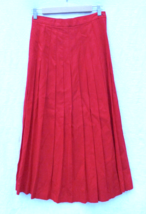 Carroll Reed Red Pleated Linen Skirt 24&quot; Waist Vintage Labeled Sz 8 Fits... - $23.74
