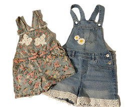 The Childrens Place And Wonder Nation Girls Jean Overall Short Set Of Two 5T - £18.09 GBP