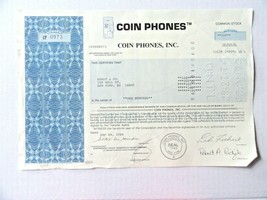 Cancelled Stock Certificate Coin Phones Telecom from 1986 - £15.68 GBP