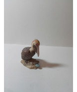 CERAMIC COASTAL BIRD PELICAN FIGURINE PERCHED UPON ROCK OVERTOP OF CLAM ... - $405.32 MXN