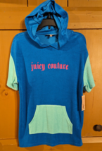 NWT Juicy Couture Womens S Terry Cloth Short Sleeve Tunic Hoodie w/ Goth... - $38.69