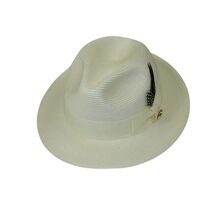 Men's Milani Straw Braided Fedora Hat Soft Crushable FDS-002 Solid Ivory image 2