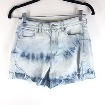 American Eagle Blue Tie Dye Comfort Stretch Waistband Highest Rise Mom Shorts 4 - £11.58 GBP